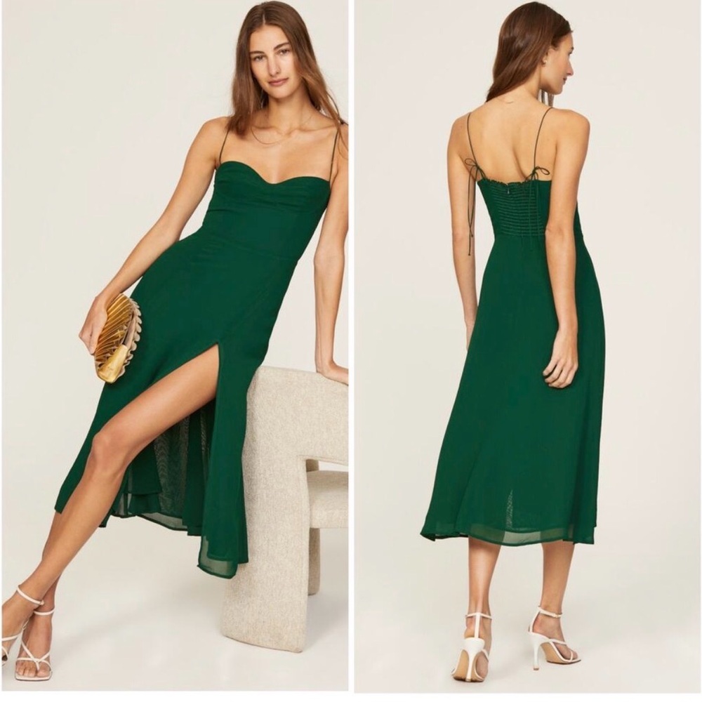 Reformation Juliette Dress in Emerald Green